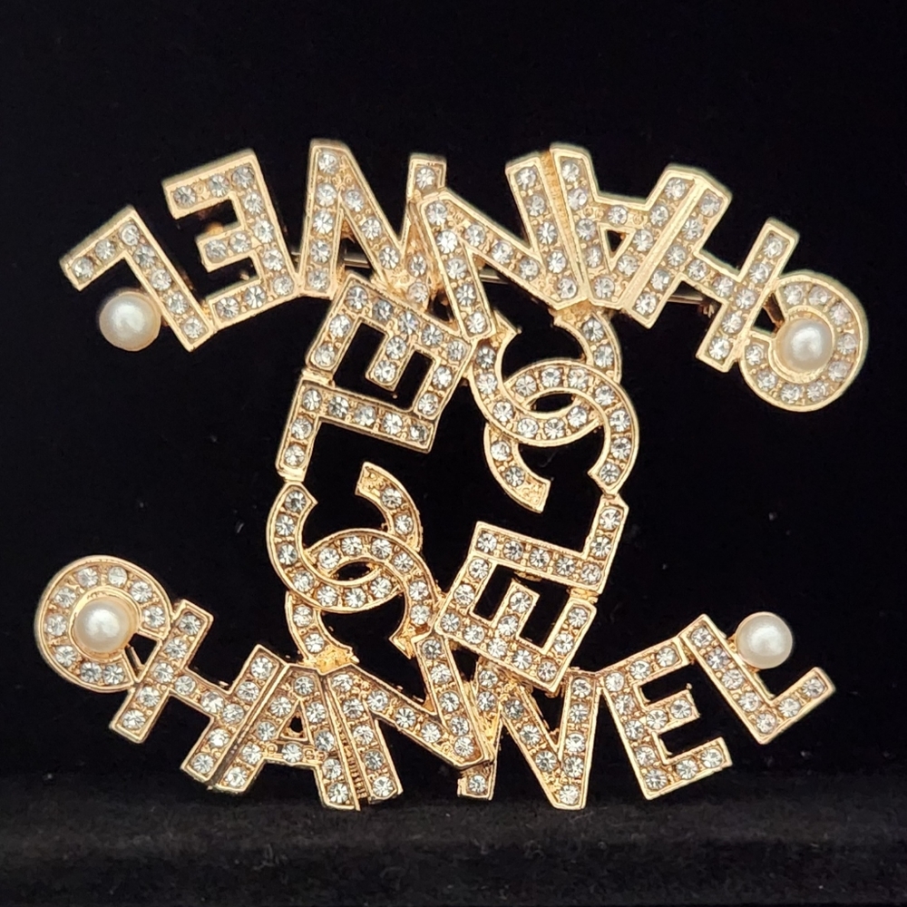 CC Pearl Rhinestone Brooch(Gold)